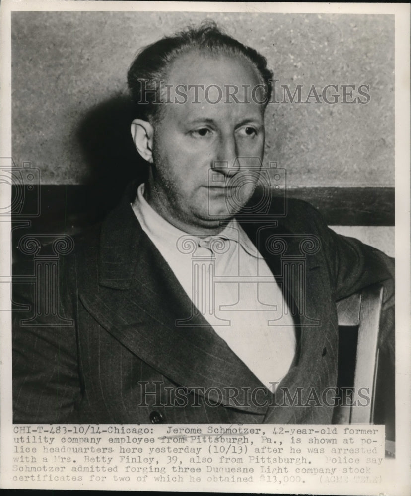 1947 Press Photo Jerome Schmotzer, 42-year-old former utility company employee