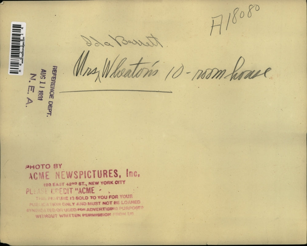 1931 Press Photo Mrs. Wheaton's 10 Room Home