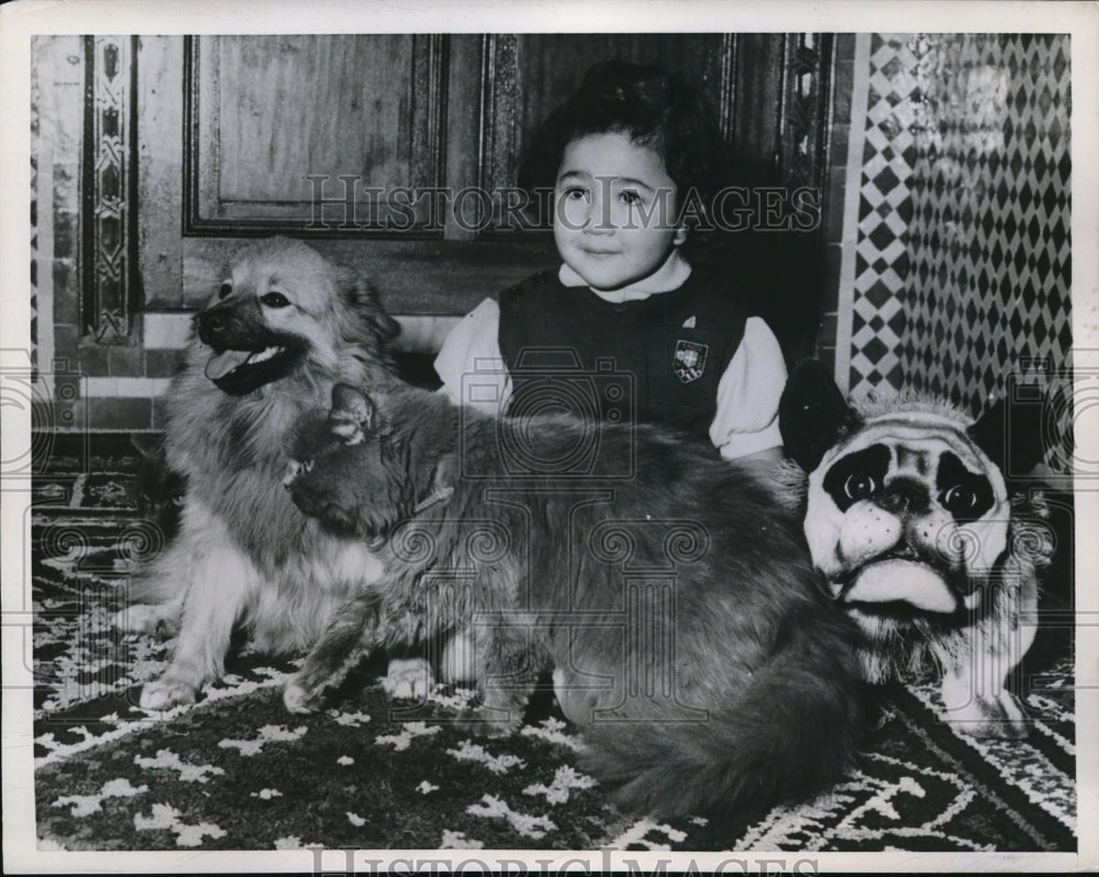 1957 Press Photo Princess Amina of Morocco with Pets