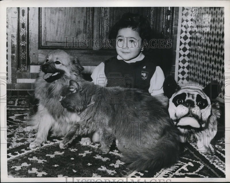 Load image into Gallery viewer, 1957 Press Photo Princess Amina of Morocco with Pets
