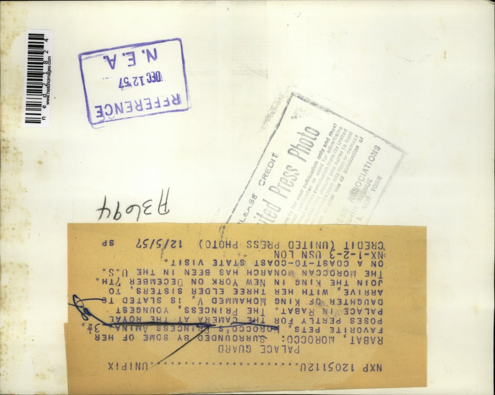 1957 Press Photo Princess Amina of Morocco with Pets