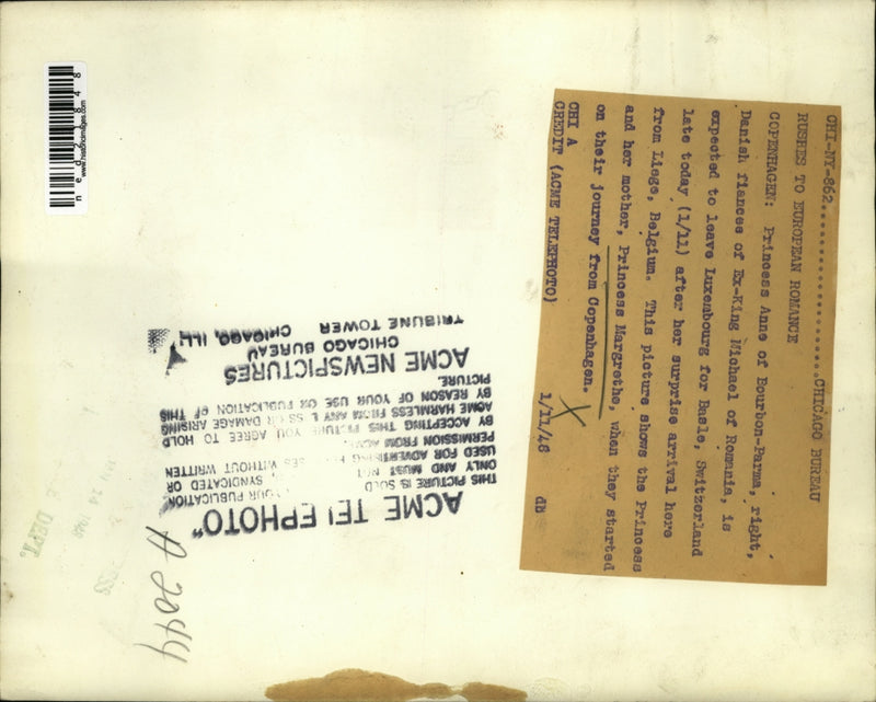 Load image into Gallery viewer, 1948 Press Photo Princess Anne of Bourbon Parma fiancÃƒÆ’Ã†E™ÃƒEšÃ‚Â©e of Ex-King Michael of
