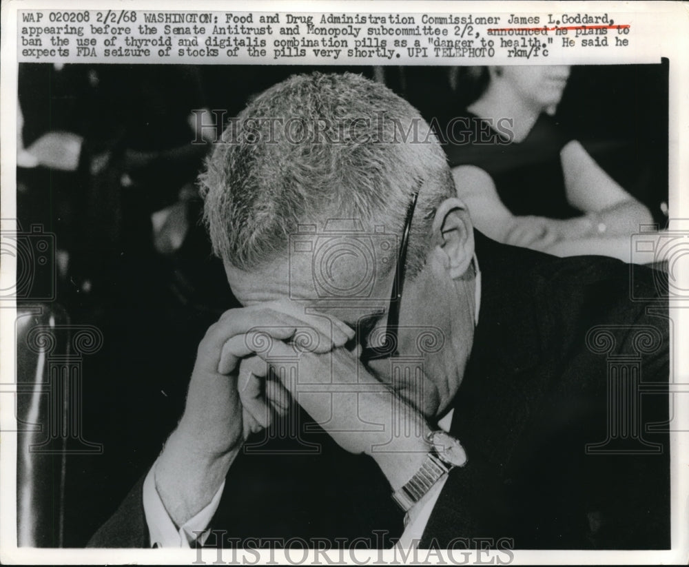 1968 Press Photo FDA Commissioner, James L. Goddard, Washington,DC.