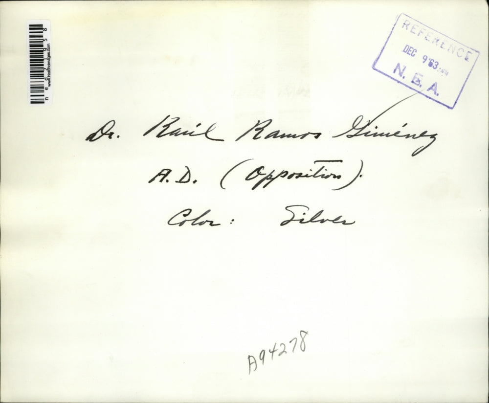 1963 Press Photo Dr Raul Ramos Giminez, A.D. (opposition)