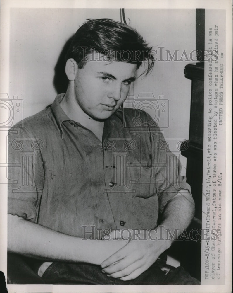1952 Press Photo Detroit Mich Howard Wolff age 16 killed C Czernel