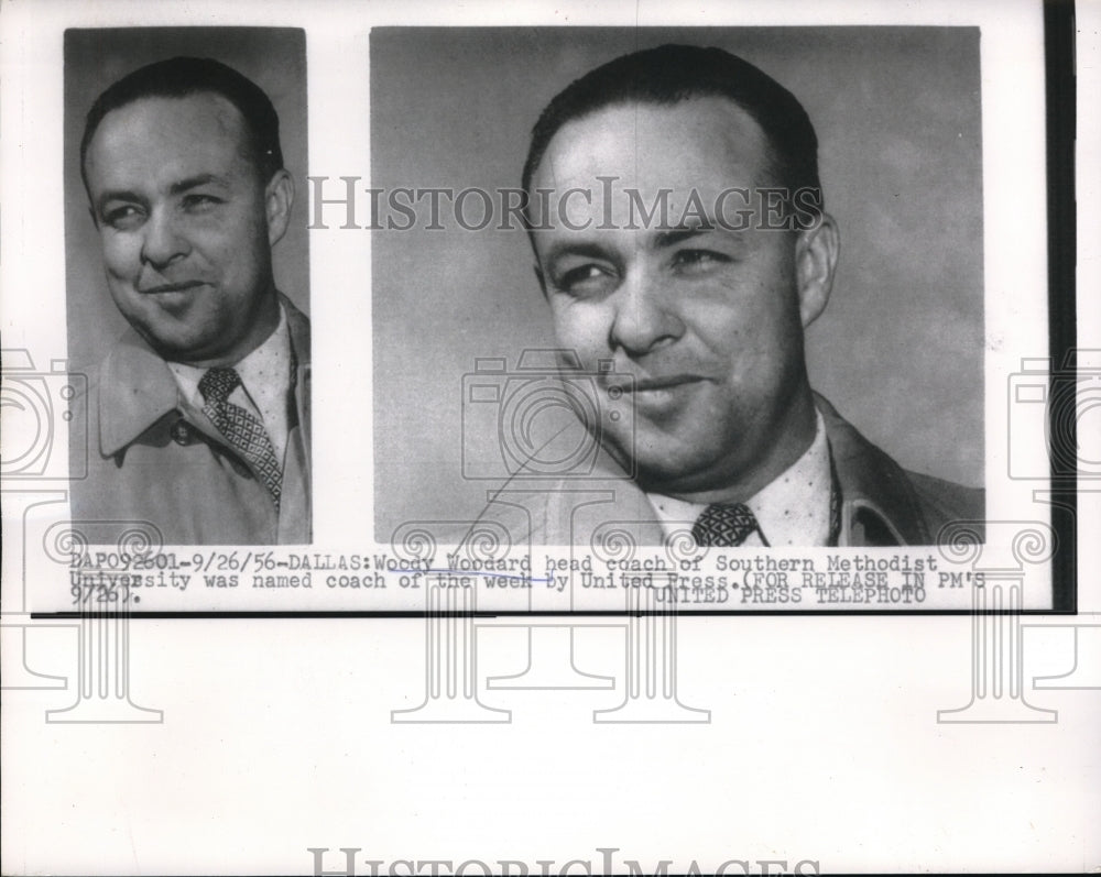 1956 Press Photo Woody Woodard Coach Of Southern Methodist University Honored