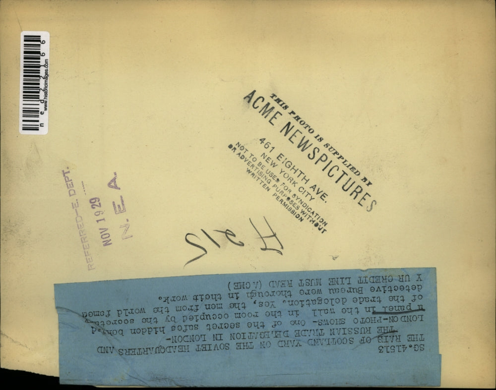 1929 Press Photo Secret Safe Found in Raid of Scotland Yard Soviet Headquarters