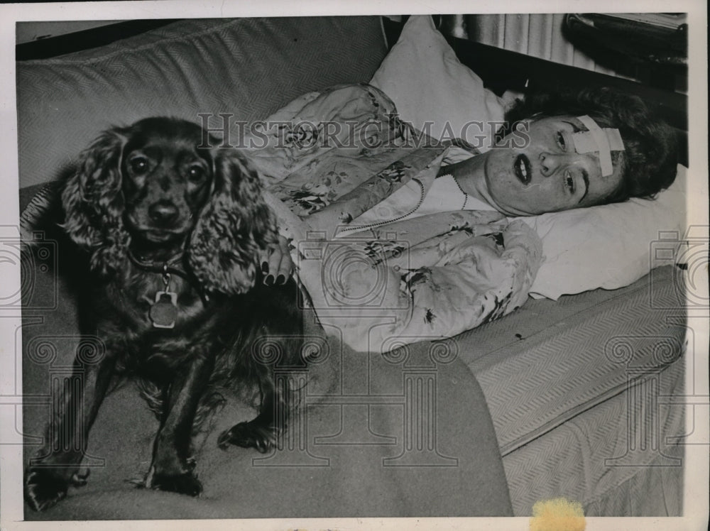 1947 Press Photo Mary Wilsdon Saved From Carbon Monoxide by Cocker Spaniel Coco