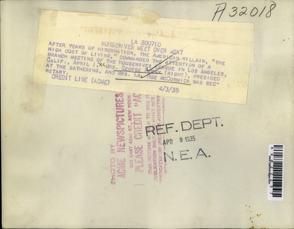 1936 Press Photo American Villain High Cost Living Los Angeles George Perry