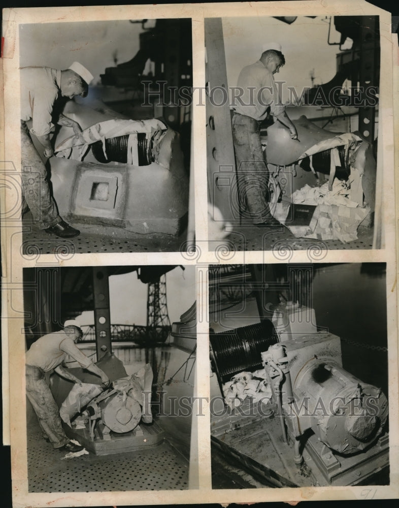  Press Photo in less than 30 minutes this winch aboard US Navy Aircraft carrier - Historic Images