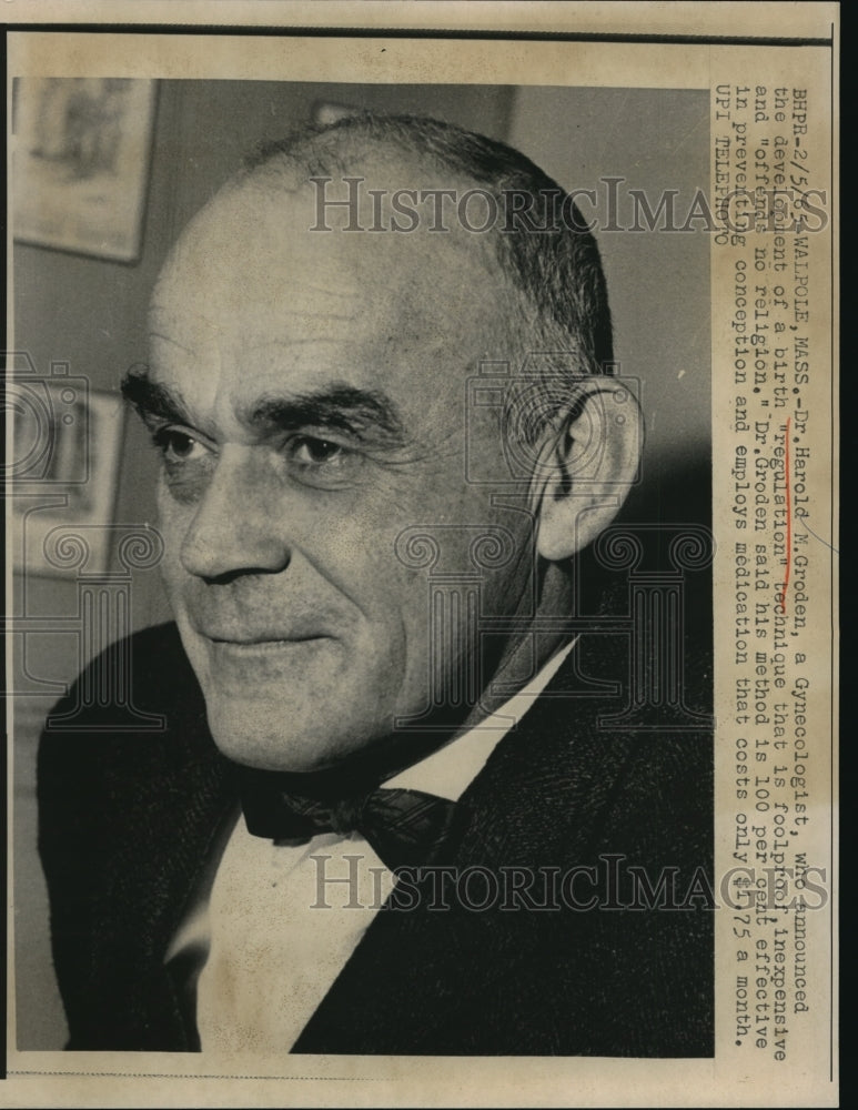 1965 Press Photo Dr. Harold M Groden Inexpensive Birth "Regulation" Technique