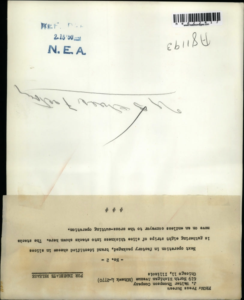 1950 Press Photo Conveyor Belt Factory Packaged Cheese Manufacturing