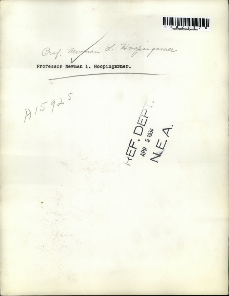 1934 Press Photo Professor Newman L Hoopingarner