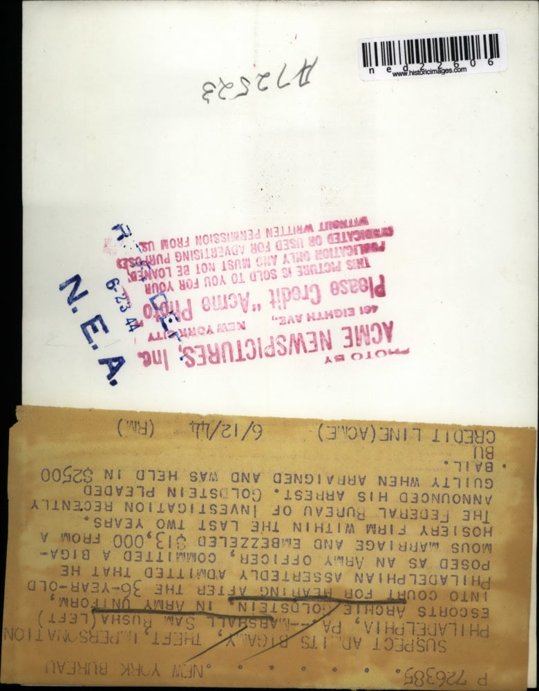 1944 Press Photo Philadelphia Pa Marshall Sam Rusha with Archie Goldstein