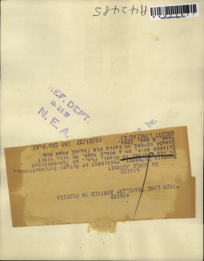 1937 Press Photo Maurice DuPerrey Rotary International President in Miami