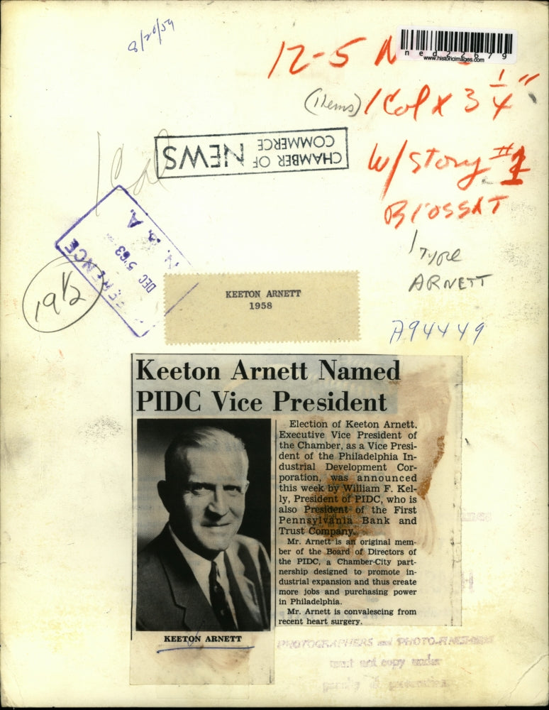 1963 Press Photo Keeton Arnett named PhilaV, Development Corp