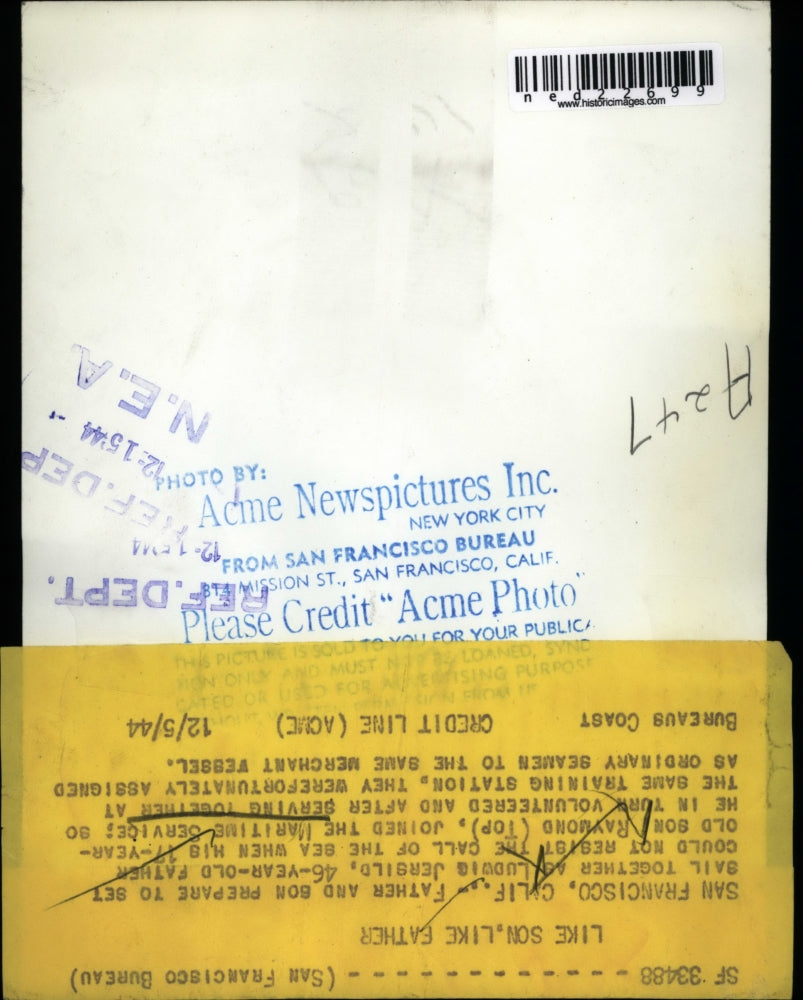 1944 Press Photo California Father & Son in U.S. Navy, Ludwig & Raymond Jersild