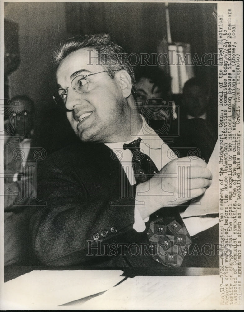 1947 Press Photo James Julianelle United Electrical Workers Union Agent
