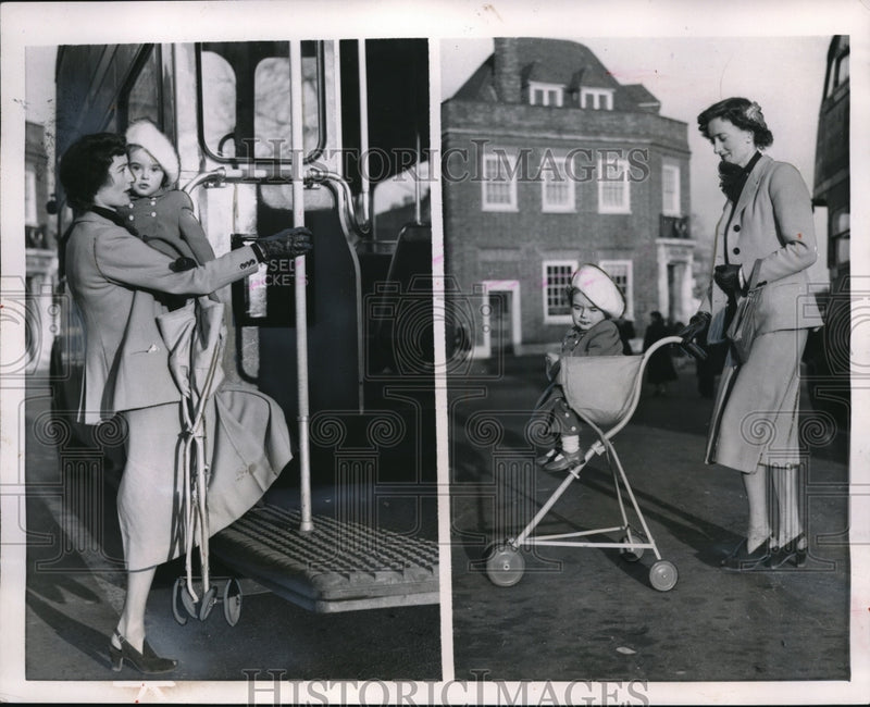 Load image into Gallery viewer, 1953 Press Photo Surrey England Susan Constance Millar Pram High Chair Strong
