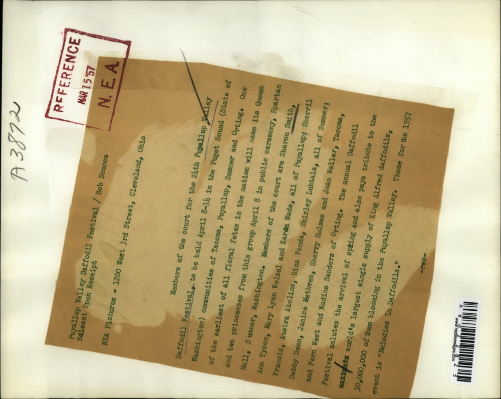 1957 Press Photo 24th Puyallup Valley Daffodil Fetival Smith, Tyson