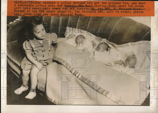 1944 Press Photo Seatle Barbara Ann Waak Seattle Washington Wallace Janice Joyce