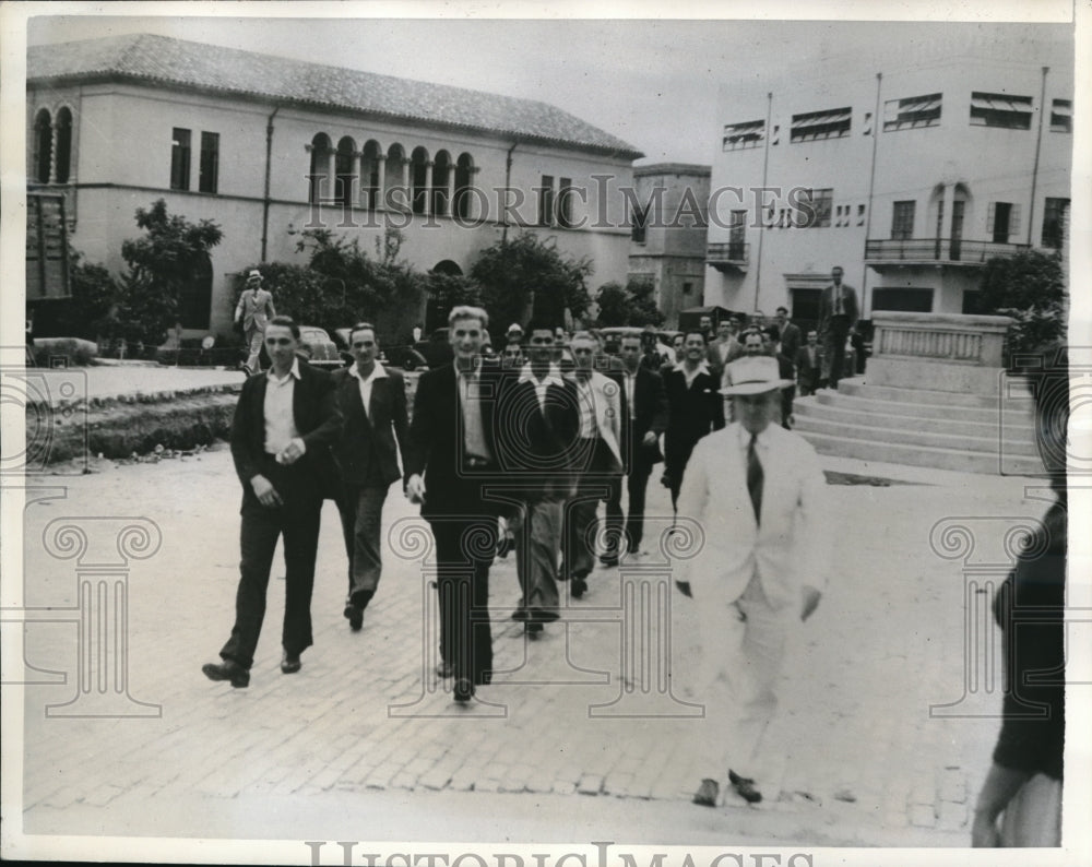 1941 Press Photo San Juan Puerto Rico Seamen of the Freighter Colorado are led