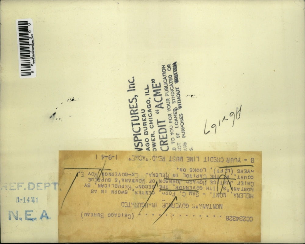 1941 Press Photo Helena Montana Sam C FOrd sworn in as Montana's 11th Governor