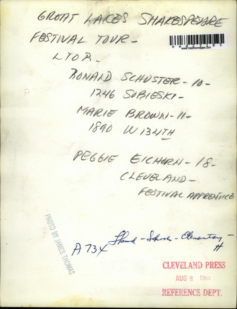 1966 Press Photo Great Lakes Shakespeare Festival Tour: Ronald Schuster,
