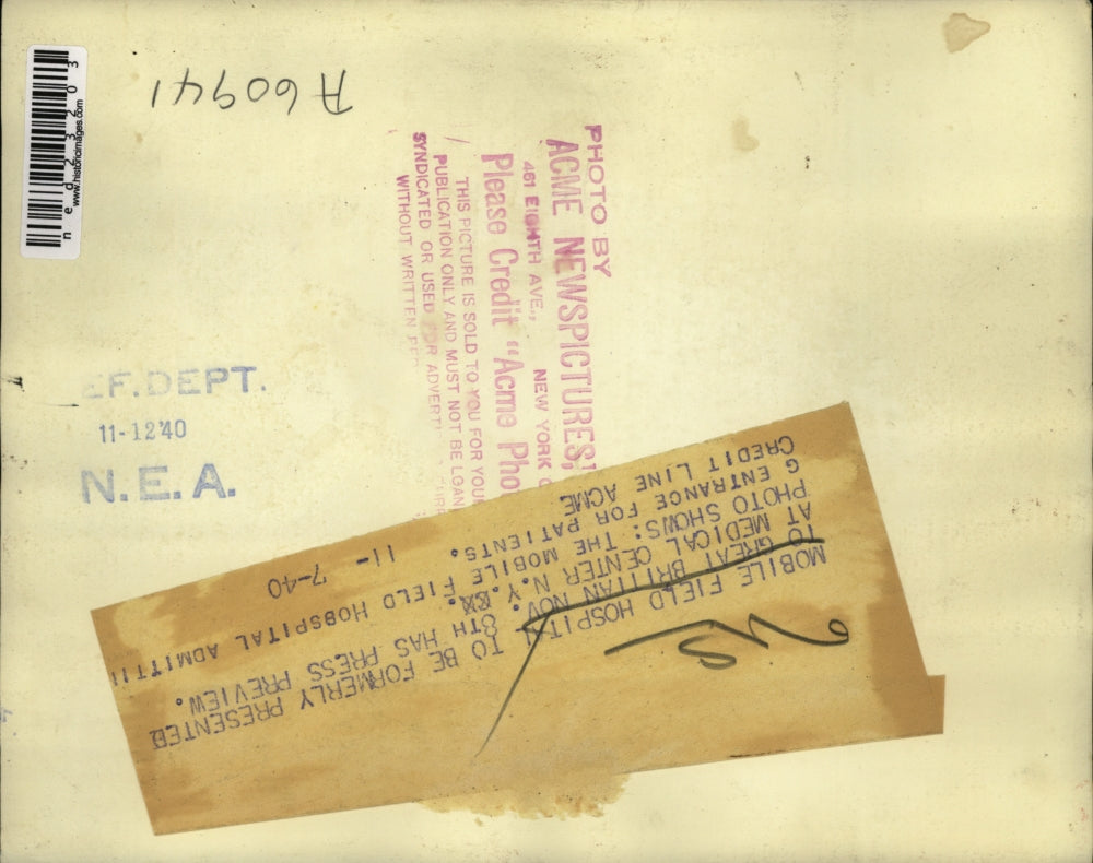 1940 Press Photo U.S. Mobile Field Hospital presented to Great Britain