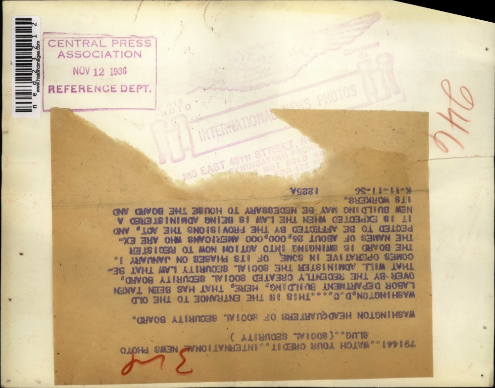 1936 Press Photo Wash Dc Old Labor Dept Building now the SSA bldg