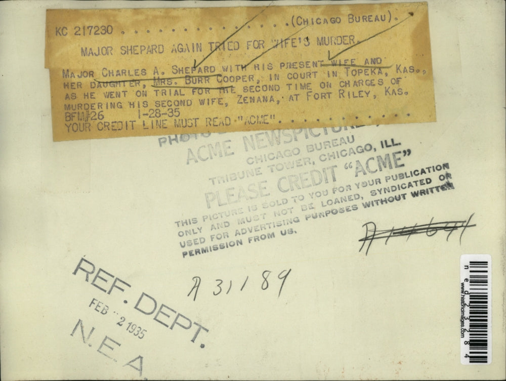 1935 Press Photo Major Charles Shepard with present wife and her daughter Mrs