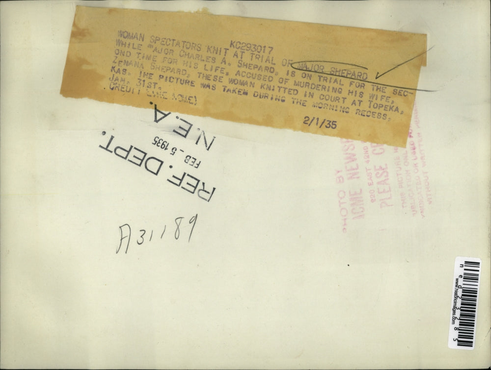 1935 Press Photo While Major Charles Shepard is on trial for second time for