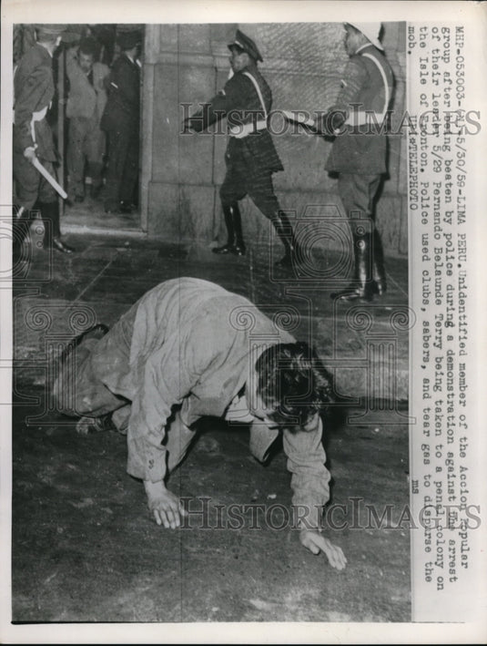 1959 Press Photo Unidentified Member of the Accion Popular Group After Being