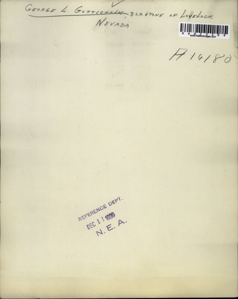 1930 Press Photo George L Gottschall baritone of Lovelock Nev