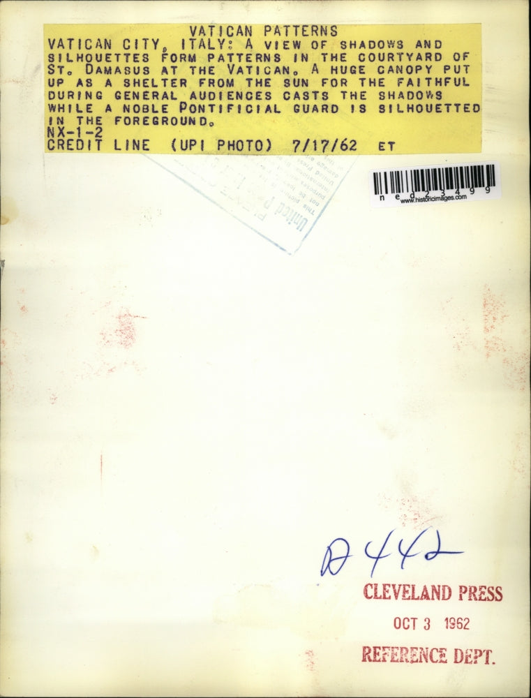 1962 Press Photo Vatican City Italy courtyard of St Damasus at the Vatican