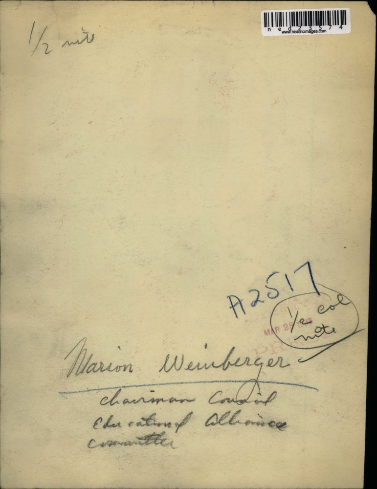 1937 Press Photo Marion Weinberger chair of Council Educational Alliance