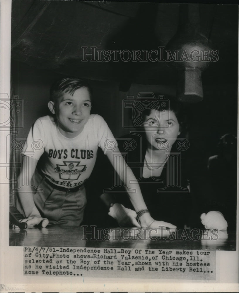 1951 Press Photo Richard Valzenis was selected as the Boy of the Year