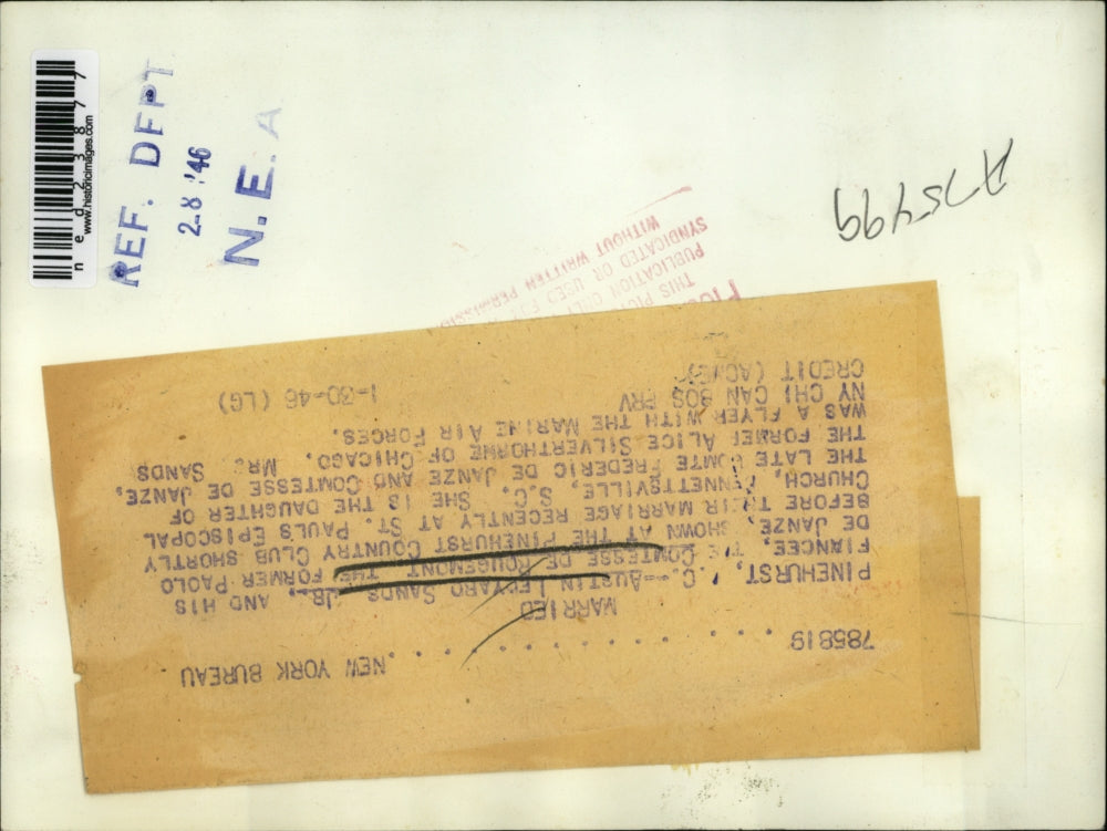 1946 Press Photo Pinehurst NC Austin L Sands Jr & Comtesse De Rougemont