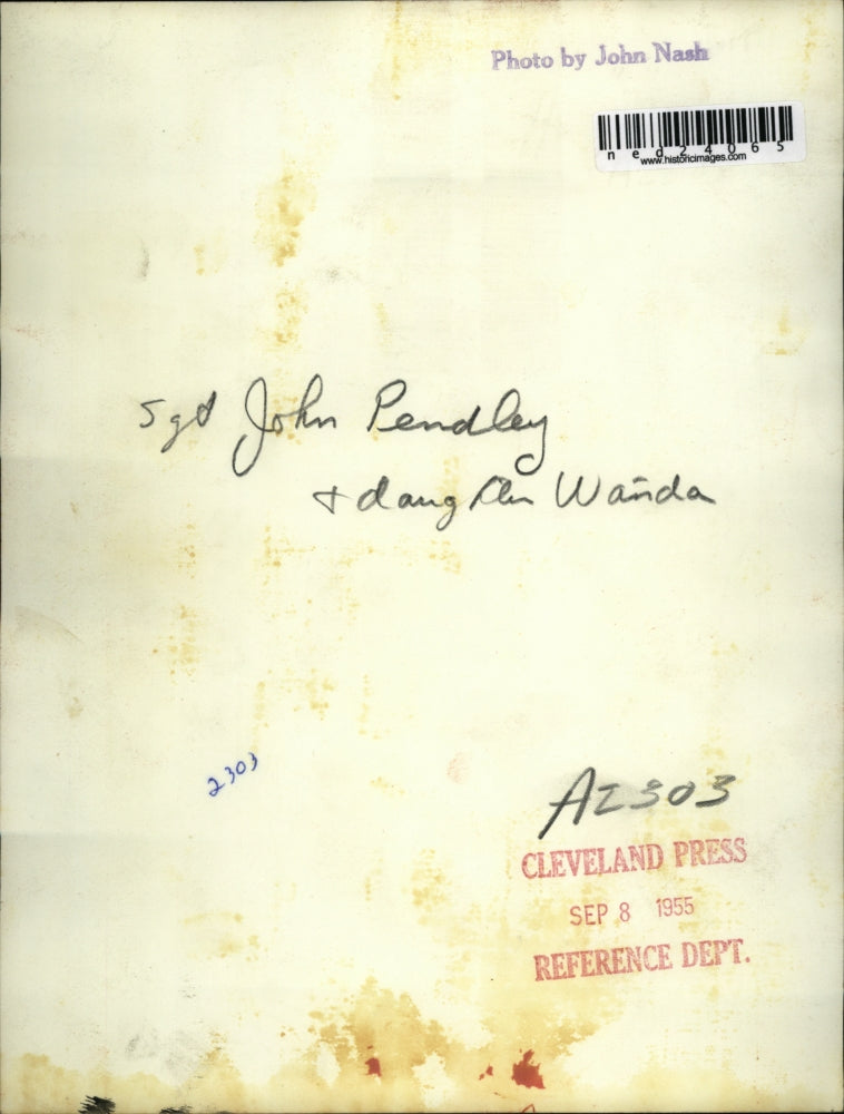 1955 Press Photo Sgt John Pndley & daughter Wanda