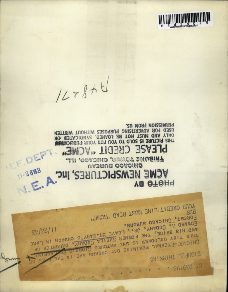 1943 Press Photo Giorgio Pellegrini and his bride Shelia Cudahy