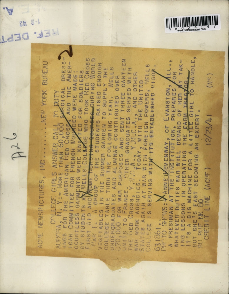 1941 Press Photo Anne Hemenway taking lesson in operating the Farm Tractor.