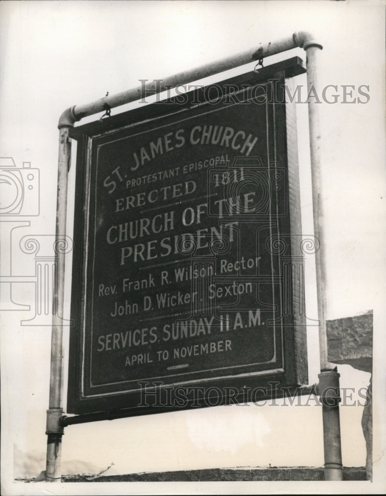 1939 Press Photo Sign of St. James Protestant Episcopal Church