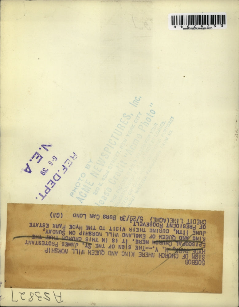 1939 Press Photo Sign of St. James Protestant Episcopal Church