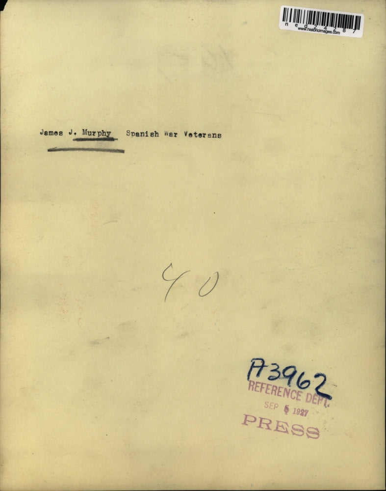 1927 Press Photo James J Murphy Spanish War Veteran