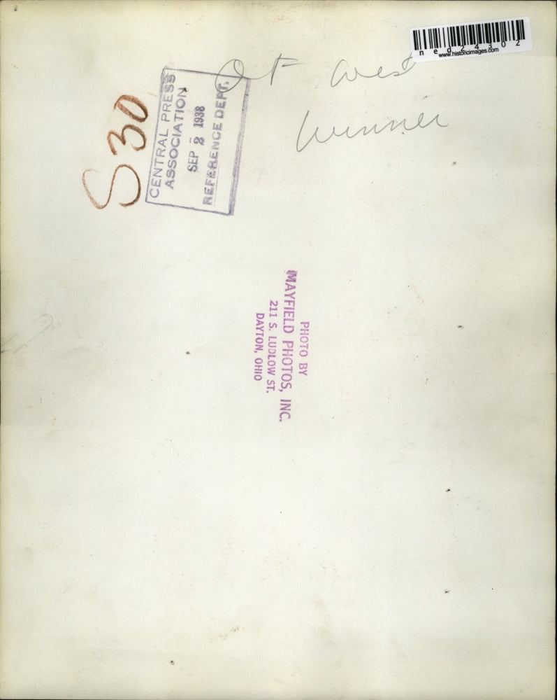 1938 Press Photo West Winner