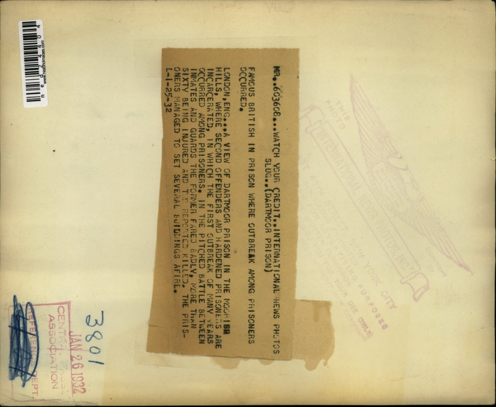 1932 Press Photo London England Dartmoor prison in Moorish hills