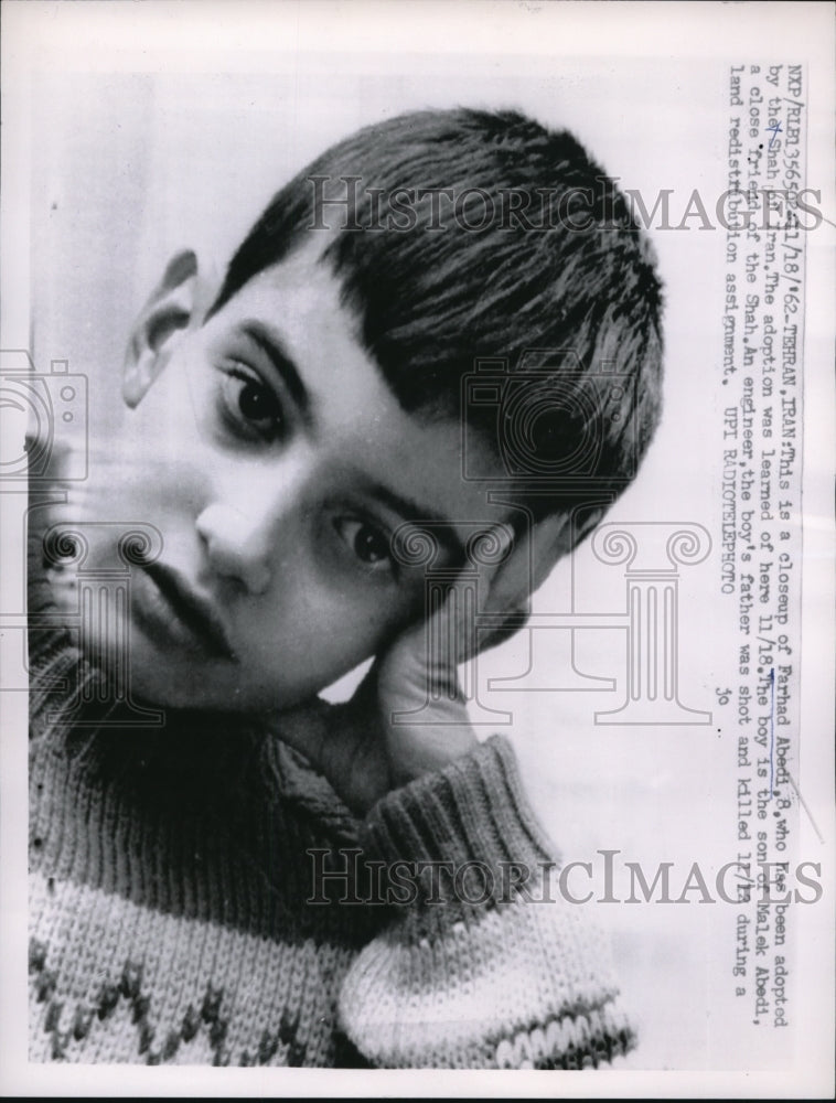 1962 Press Photo Tehran Iran Farhad Abedi has been adopted by the SHah Of Iran
