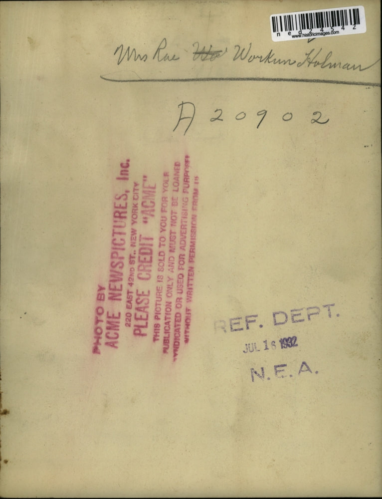 1932 Press Photo Rue Workun Halman