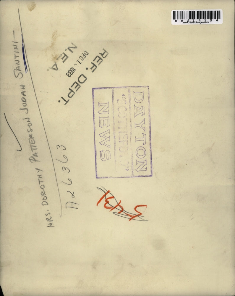 1933 Press Photo Dorothy Patterson Judah Santini