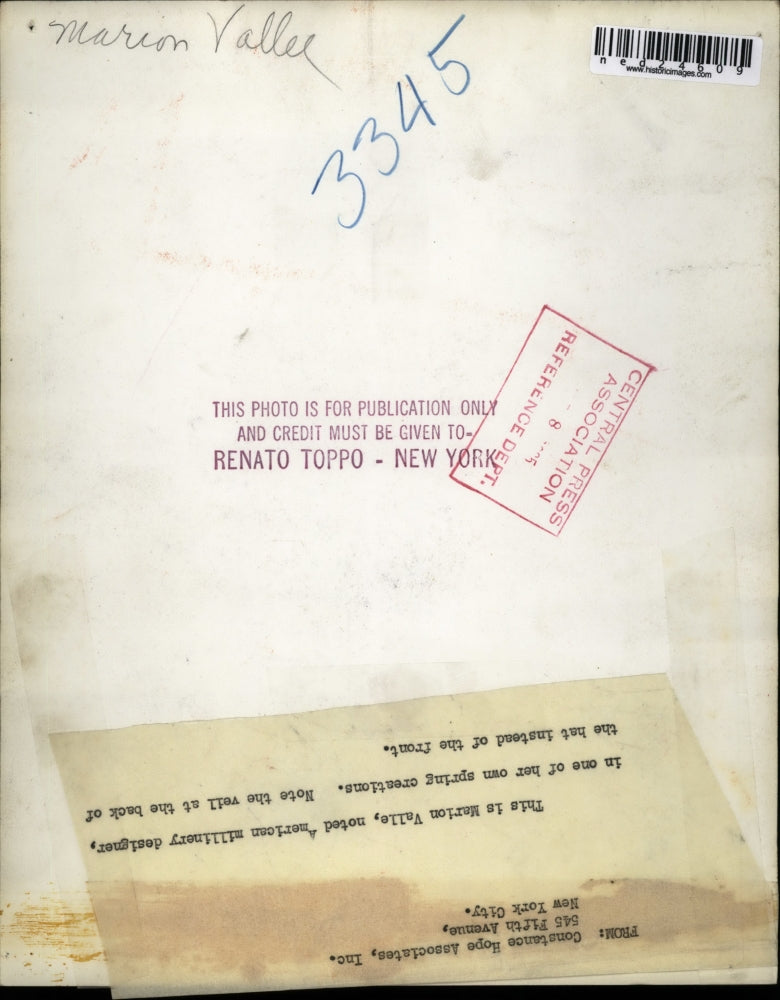 Press Photo Marion Valle Noted American Millinery Designer